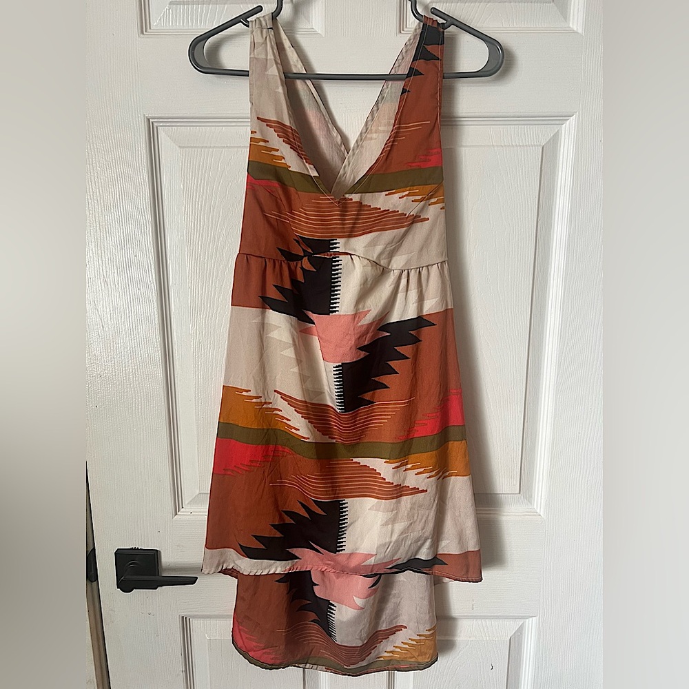 BILLABONG • Indian Summer dress Aztec Boho southwest high low hem cutout back